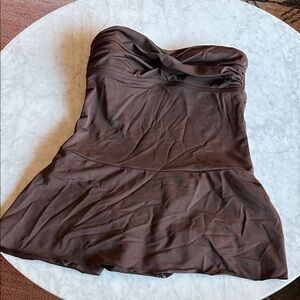 Brown Strapless Swim Dress